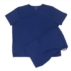 Scrubstar Scrub Set Top Bottom Pants XL Nursing Uniform Blue